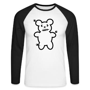 Voodoo Teddy Bear aiguilles Ours d'horreur Halloween - T-shirt baseball manches longues Homme - blanc/noir - Devant - Nik (191cm)