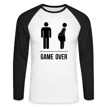 Game Over - T-shirt baseball manches longues Homme - blanc/noir - Devant - Nik (191cm)