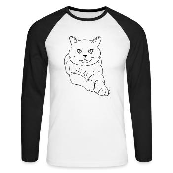 britishshorthair - Unisex Baseballshirt langarm - Weiß/Schwarz - Vorne - Nik (191cm)