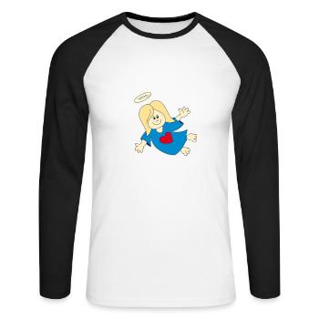 Weihnachtsengel mit Schneeflocken süßer engel - Unisex Baseballshirt langarm - Weiß/Schwarz - Vorne - Nik (191cm)