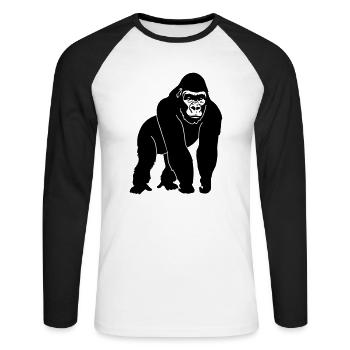 Gorilla Silhouette - Unisex Baseballshirt langarm - Weiß/Schwarz - Vorne - Nik (191cm)