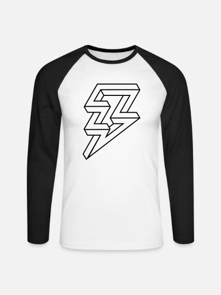 Hipster Illusion Lighning Bolt Blitz - Unisex Baseballshirt langarm - Weiß/Schwarz