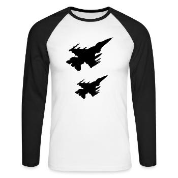 Jets de combat - T-shirt baseball manches longues Homme - blanc/noir - Devant - Nik (191cm)