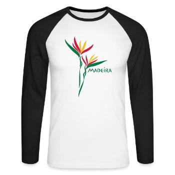 Madeira Strelizia - Unisex Baseballshirt langarm - Weiß/Schwarz - Vorne - Nik (191cm)
