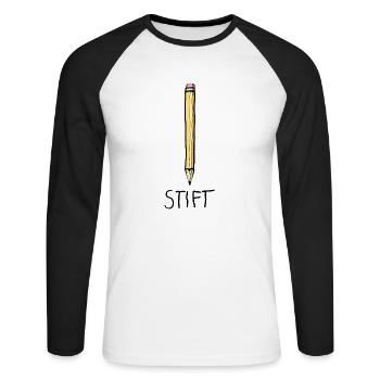 Stift - Azubi in der Lehre - Unisex Baseballshirt langarm - Weiß/Schwarz - Vorne - Nik (191cm)