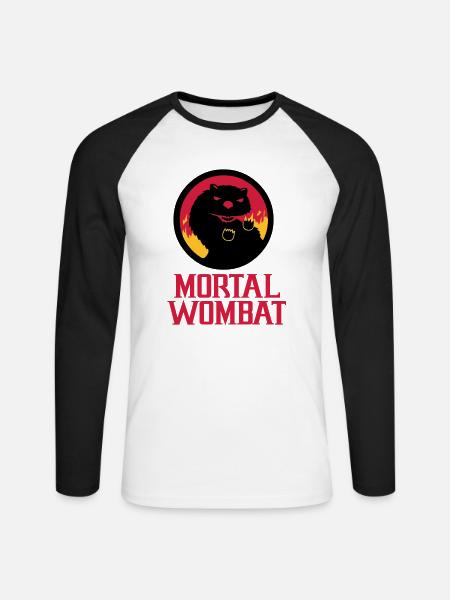 Mortal Wombat - Unisex Long Sleeve Baseball T-Shirt - white/black