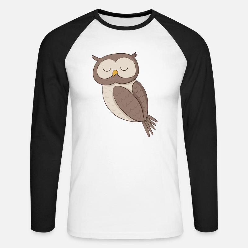 Vogel Eule - Unisex Baseballshirt langarm - Weiß/Schwarz