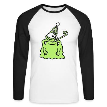 anniversaire seul solitaire triste pas de cadeaux - T-shirt baseball manches longues Homme - blanc/noir - Devant - Nik (191cm)