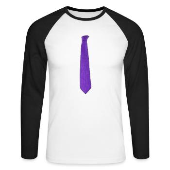 Purple tie - Unisex Long Sleeve Baseball T-Shirt - white/black - Front - Nik (191cm)