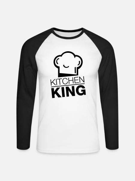 kitchen_king_rp1 - Unisex Long Sleeve Baseball T-Shirt - white/black