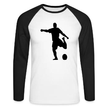 football - Unisex Long Sleeve Baseball T-Shirt - white/black - Front - Nik (191cm)