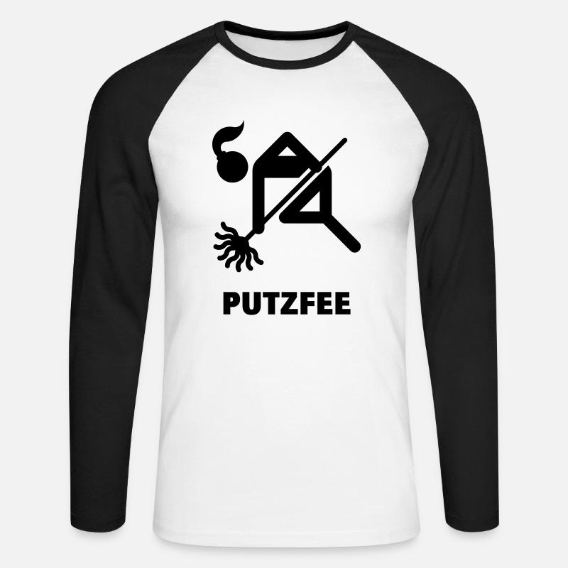 Putzfee / Putzfrau - Unisex Baseballshirt langarm - Weiß/Schwarz
