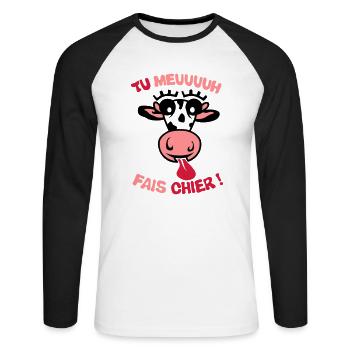 Sie Kuhscheiße Begriff muhen - Unisex Baseballshirt langarm - Weiß/Schwarz - Vorne - Nik (191cm)