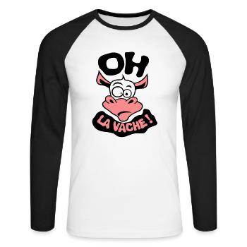 oh cow phrase citation exclamat - Unisex Long Sleeve Baseball T-Shirt - white/black - Front - Nik (191cm)