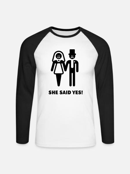 She said yes! (Wedding / Marriage) - Unisex Long Sleeve Baseball T-Shirt - white/black