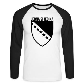 Jedna Si Jedina Bosna - Unisex Baseballshirt langarm - Weiß/Schwarz - Vorne - Nik (191cm)