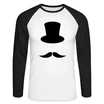 sir top hat - T-shirt baseball manches longues Homme - blanc/noir - Devant - Nik (191cm)