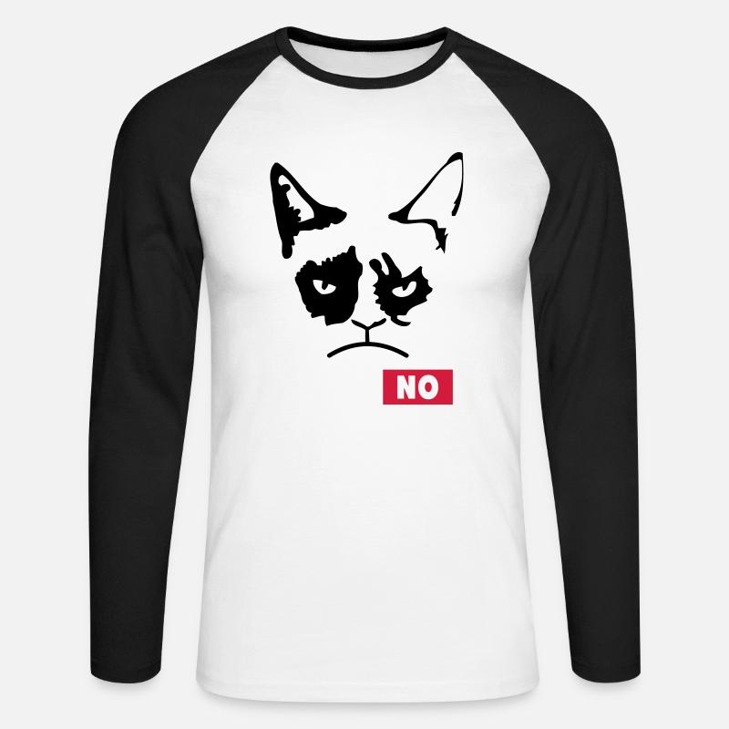 Grumpy Cat - Unisex Baseballshirt langarm - Weiß/Schwarz