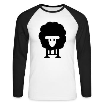 dickes Schaf schwarzes Schaf Herde Schäfer knuffig - Unisex Baseballshirt langarm - Weiß/Schwarz - Vorne - Nik (191cm)