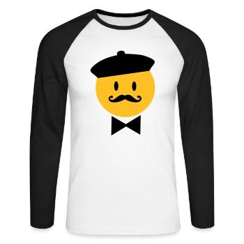 Frankreich - Unisex Baseballshirt langarm - Weiß/Schwarz - Vorne - Nik (191cm)