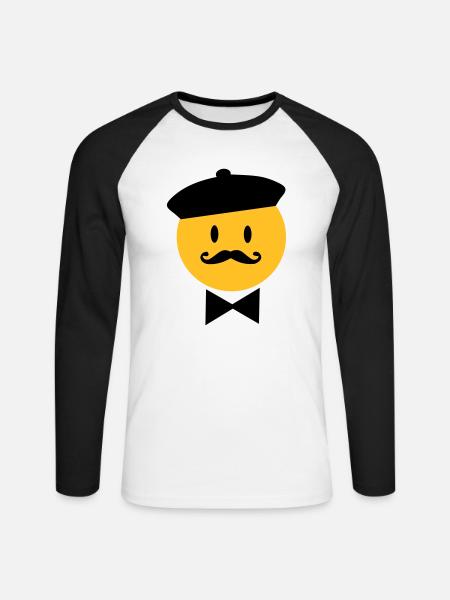 france - T-shirt baseball manches longues Homme - blanc/noir