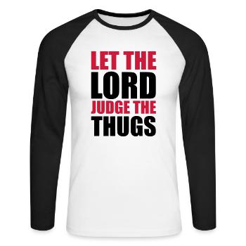 Lord Judge The Thugs - T-shirt baseball manches longues Homme - blanc/noir - Devant - Nik (191cm)