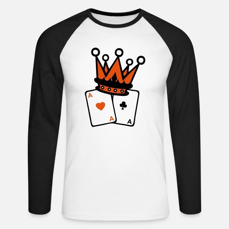 crown poker as card - Unisex Long Sleeve Baseball T-Shirt - white/black