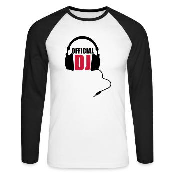 OfficialDJ - Unisex Long Sleeve Baseball T-Shirt - white/black - Front - Nik (191cm)