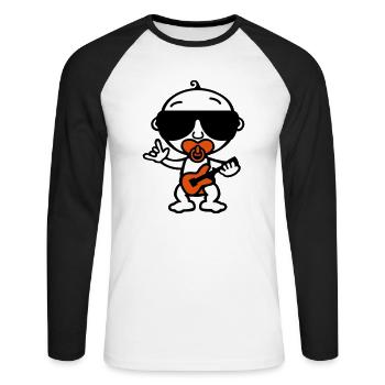 Cool Rock Baby (Farbe) - Unisex Baseballshirt langarm - Weiß/Schwarz - Vorne - Nik (191cm)