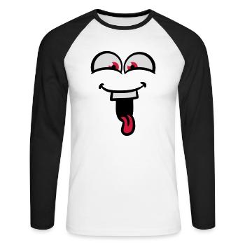 Laughing crazy fun tongue out - Unisex Long Sleeve Baseball T-Shirt - white/black - Front - Nik (191cm)