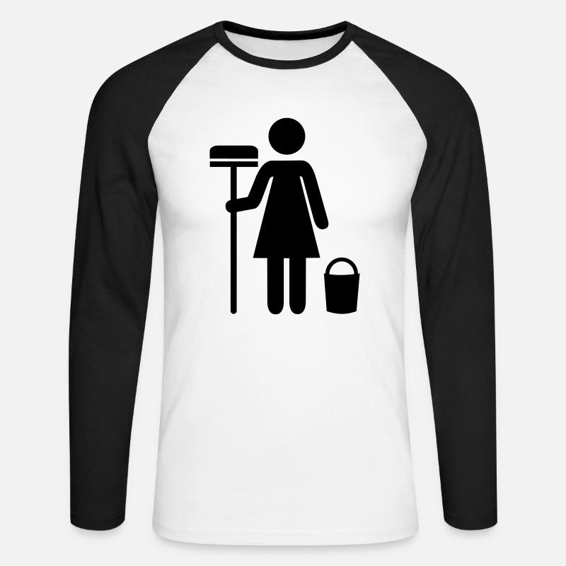 Putzfrau - Unisex Baseballshirt langarm - Weiß/Schwarz