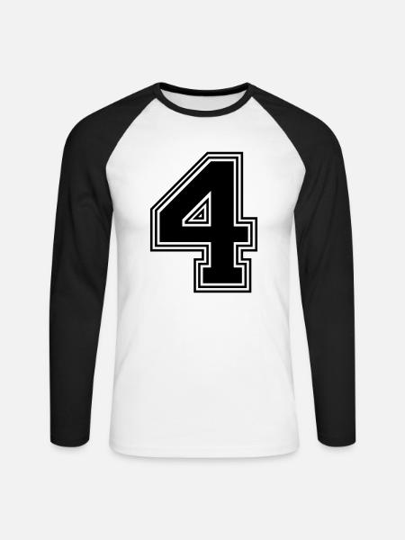 4_number_4_(s31) - Unisex Long Sleeve Baseball T-Shirt - white/black