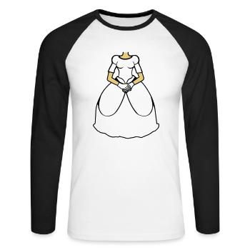 robe de mariée clipart jupe robe prince de mariage - T-shirt baseball manches longues Homme - blanc/noir - Devant - Nik (191cm)