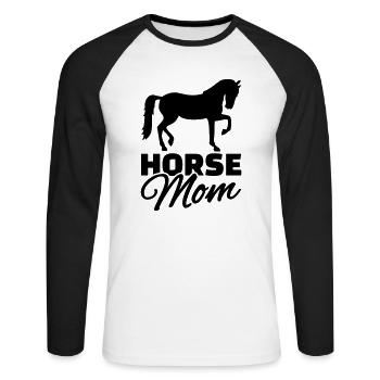 Horse Mom - T-shirt baseball manches longues Homme - blanc/noir - Devant - Nik (191cm)