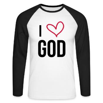 Christlich / Christ / Katholisch / Religion - Unisex Baseballshirt langarm - Weiß/Schwarz - Vorne - Nik (191cm)