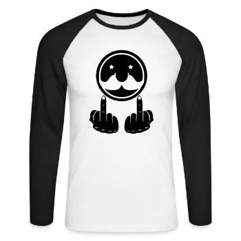 fuck_you_01 - Unisex Baseballshirt langarm - Weiß/Schwarz - Vorne - Nik (191cm)