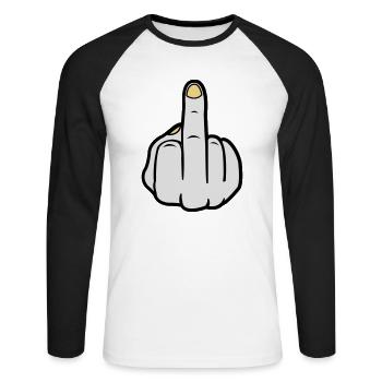 mittelfinger_colors - Unisex Baseballshirt langarm - Weiß/Schwarz - Vorne - Nik (191cm)
