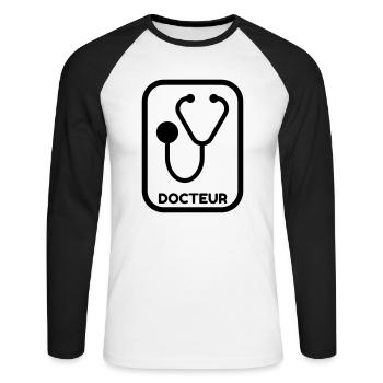 Doctor Arzt Médecin Docteur Medecine Life - Unisex Long Sleeve Baseball T-Shirt - white/black - Front - Nik (191cm)