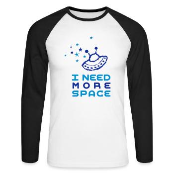 Space-T-Shirt - Unisex Long Sleeve Baseball T-Shirt - white/black - Front - Nik (191cm)