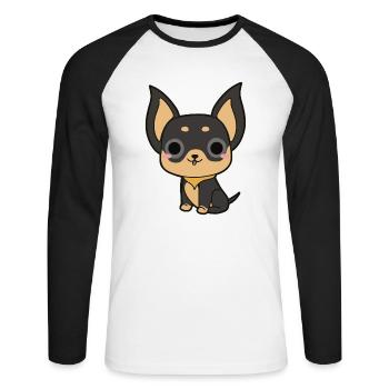 Chihuahua - T-shirt baseball manches longues Homme - blanc/noir - Devant - Nik (191cm)