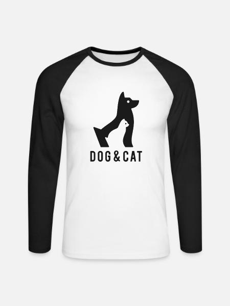 Dog & Cat - Unisex Baseballshirt langarm - Weiß/Schwarz