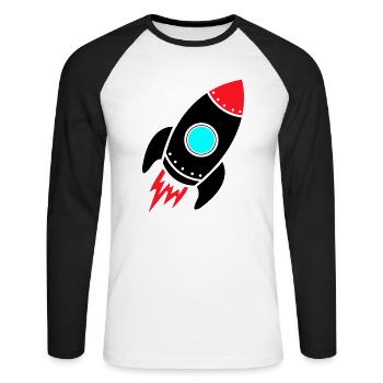 Rocket - Unisex Long Sleeve Baseball T-Shirt - white/black - Front - Nik (191cm)