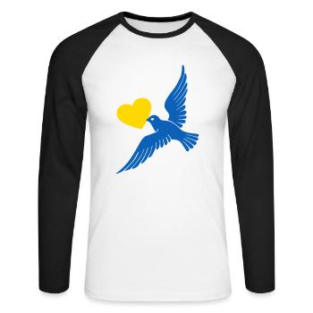 Peace for Ukraine - Unisex Long Sleeve Baseball T-Shirt - white/black - Front - Nik (191cm)