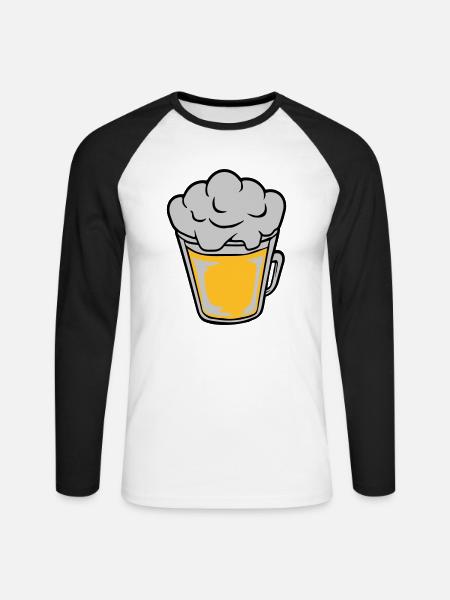 Comic beer from above - Unisex Long Sleeve Baseball T-Shirt - white/black