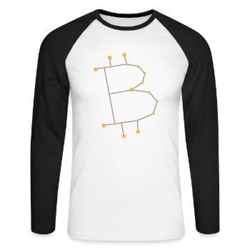 Zodiac sign Bitcoin BTC Gold - Unisex Long Sleeve Baseball T-Shirt - white/black - Front - Nik (191cm)