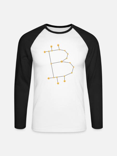 Stjärntecken Bitcoin BTC Gold - Långärmad basebolltröja herr - vit/svart