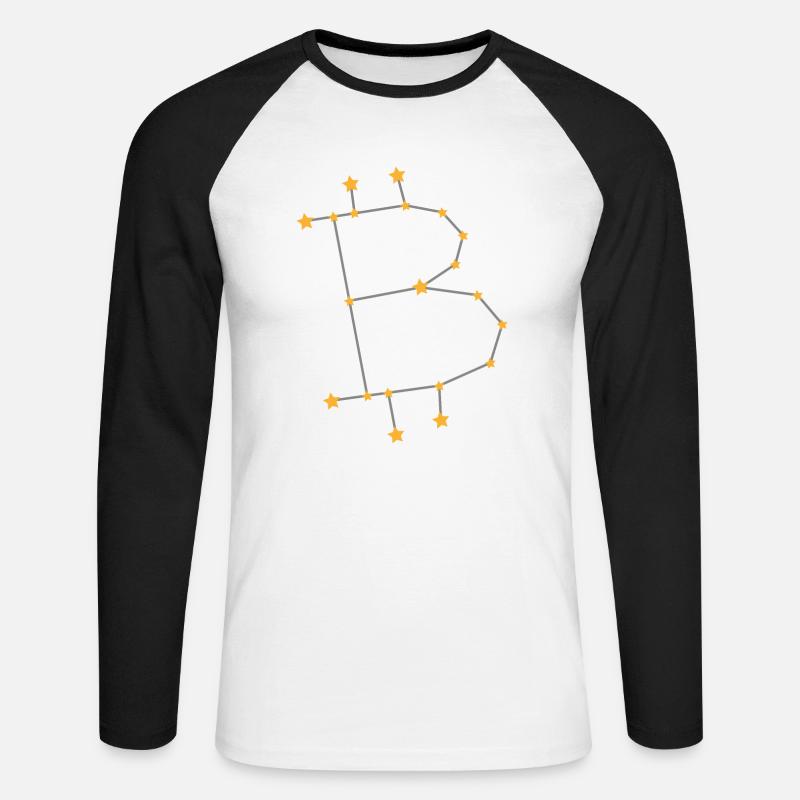 Sternzeichen Bitcoin BTC Gold - Unisex Baseballshirt langarm - Weiß/Schwarz