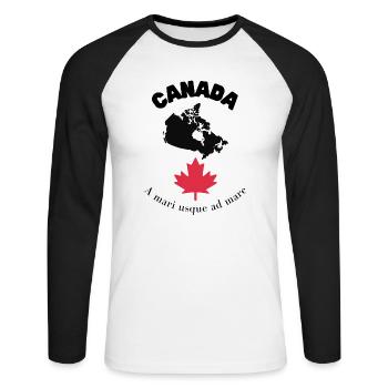 KANADA mit Karte & Motto - Unisex Baseballshirt langarm - Weiß/Schwarz - Vorne - Nik (191cm)