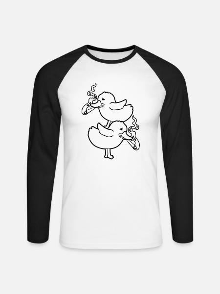 2 amis Weed Chicks - T-shirt baseball manches longues Homme - blanc/noir