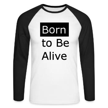 Né pour être vivant - T-shirt baseball manches longues Homme - blanc/noir - Devant - Nik (191cm)